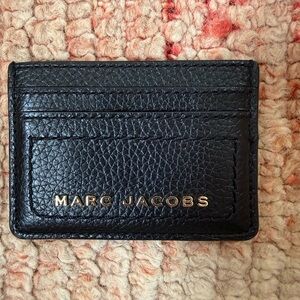 Marc Jacobs Black Leather Card Holder with Gold Accents